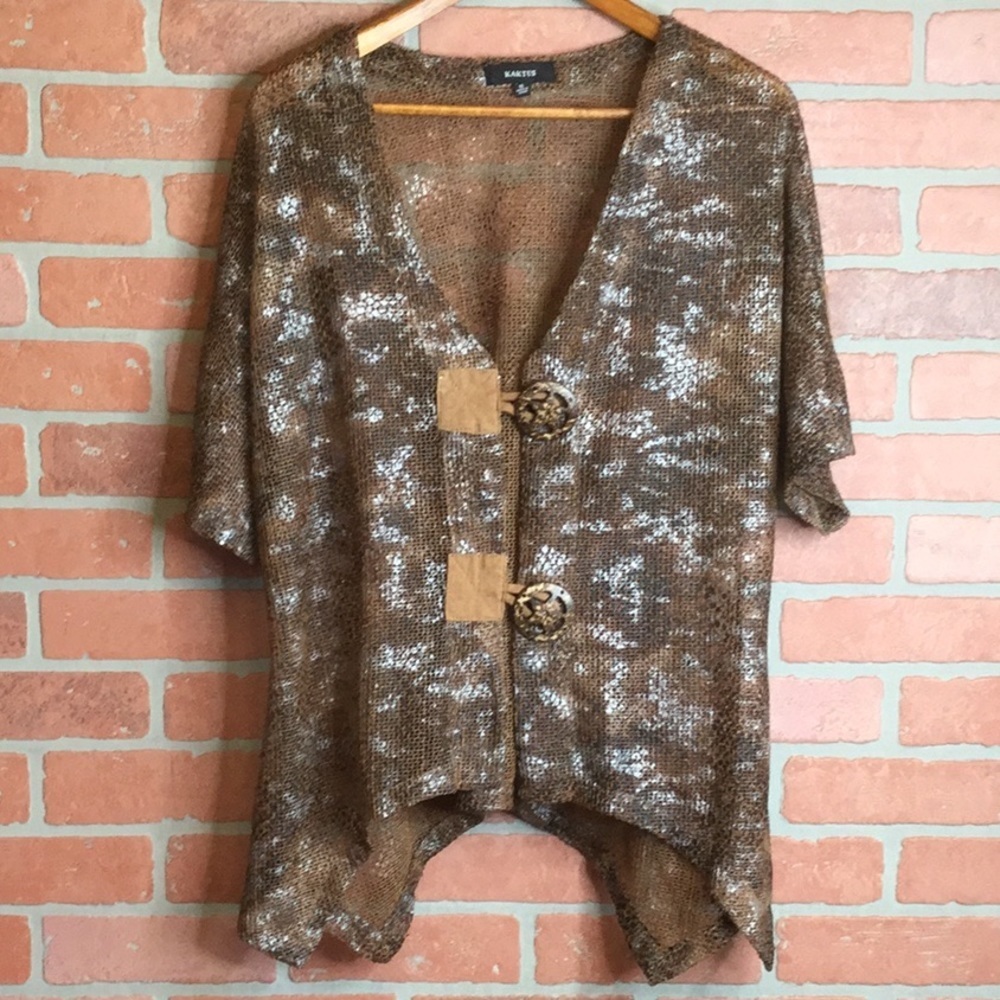 KAKTUS women’s open knit cardigan button front